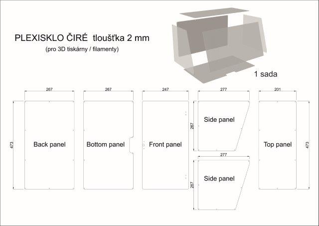 Plexi na 3D tiskárnu - plexi pro box na filamenty (Repbox)
